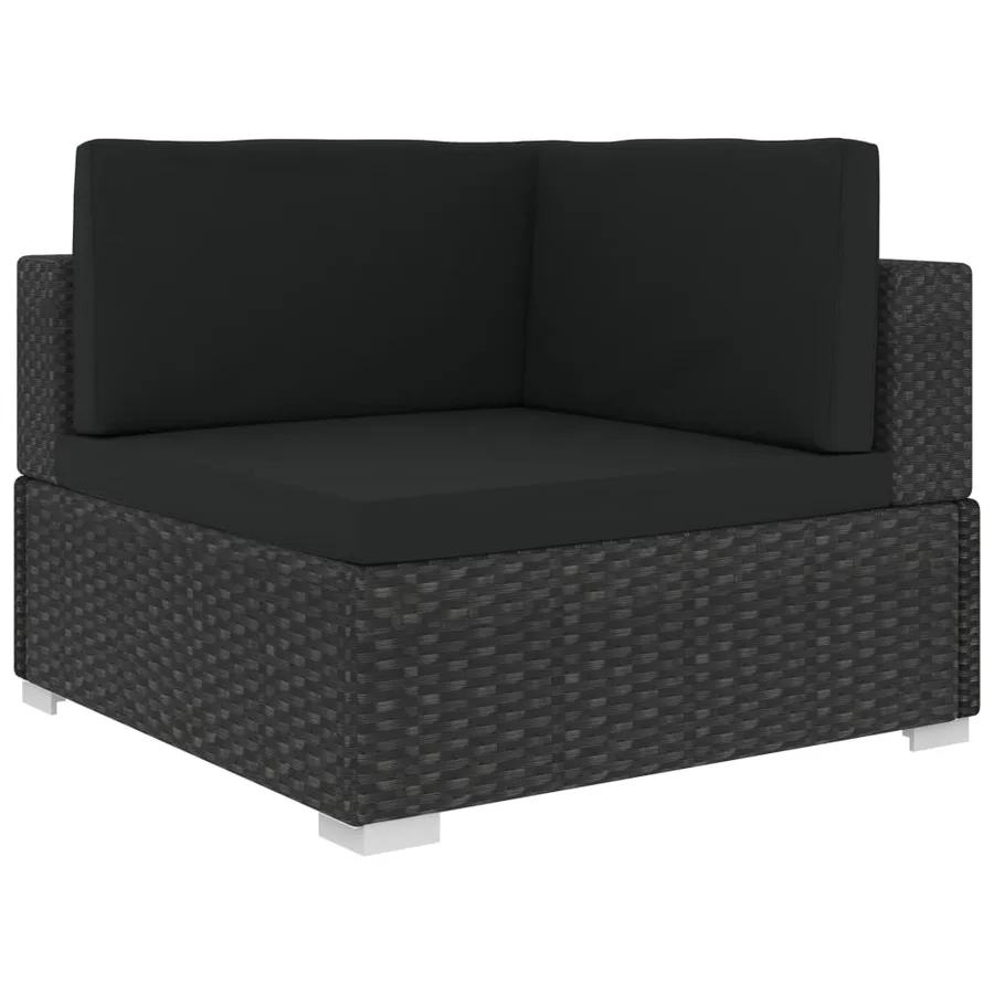 Salon de jardin 3 pcs avec coussins résine tressée noir - 4