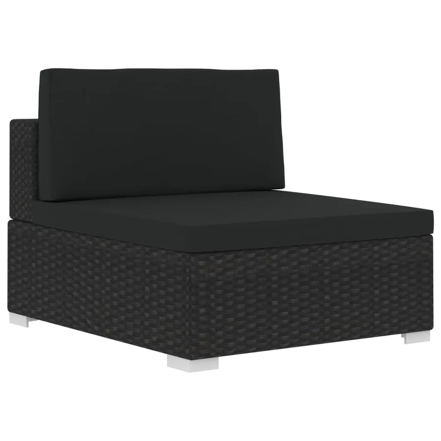 Salon de jardin 3 pcs avec coussins résine tressée noir - 7