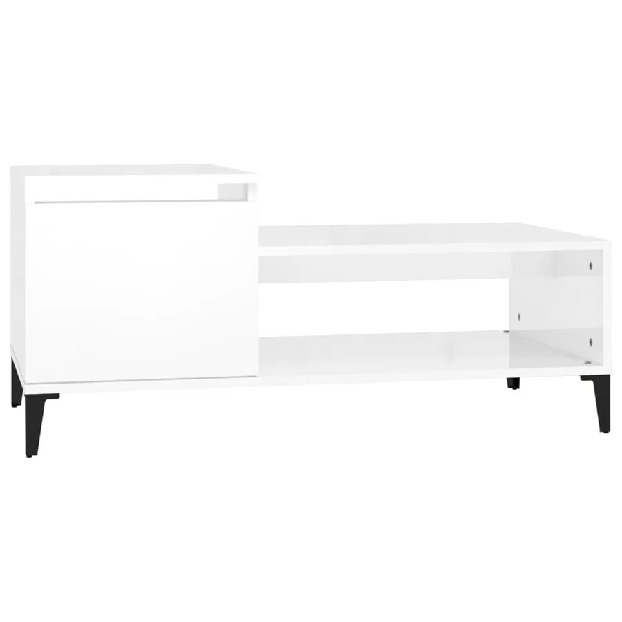 Table basse Blanc brillant 100x50x45 cm Bois d'ingénierie - 2