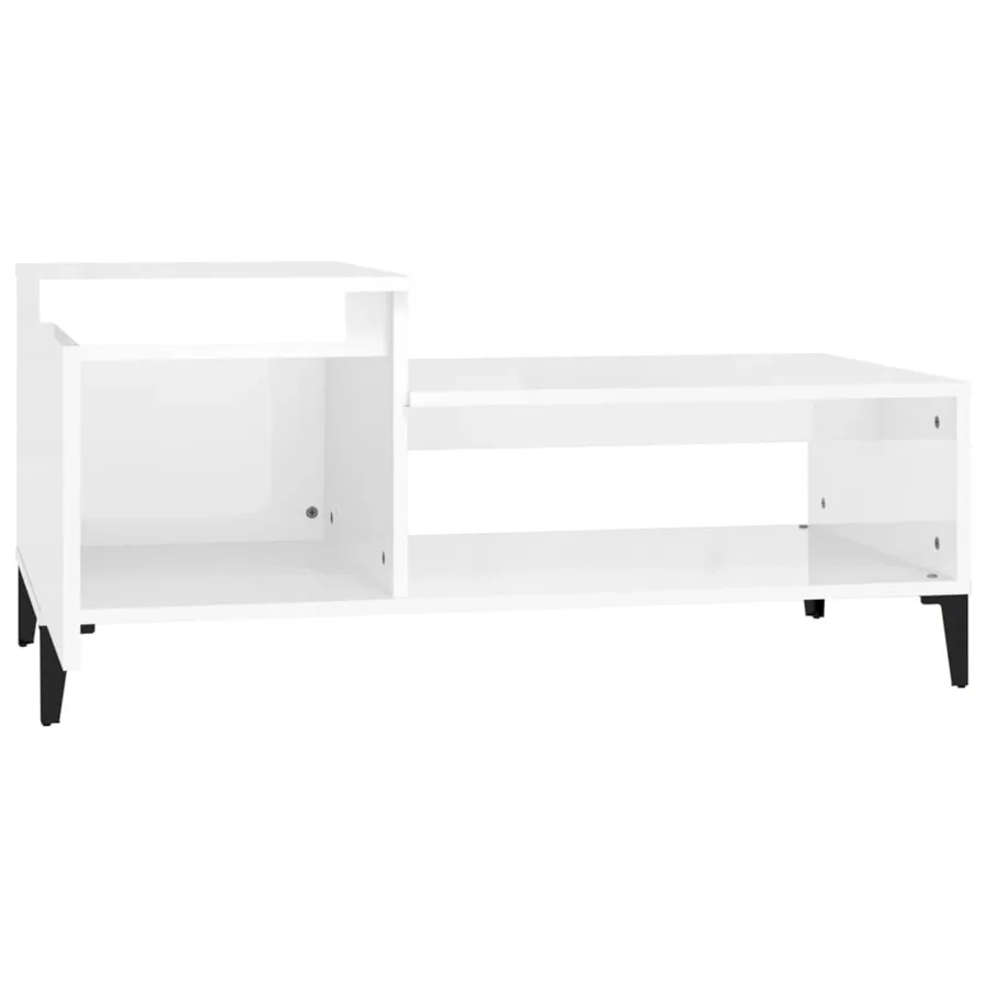 Table basse Blanc brillant 100x50x45 cm Bois d'ingénierie - 6