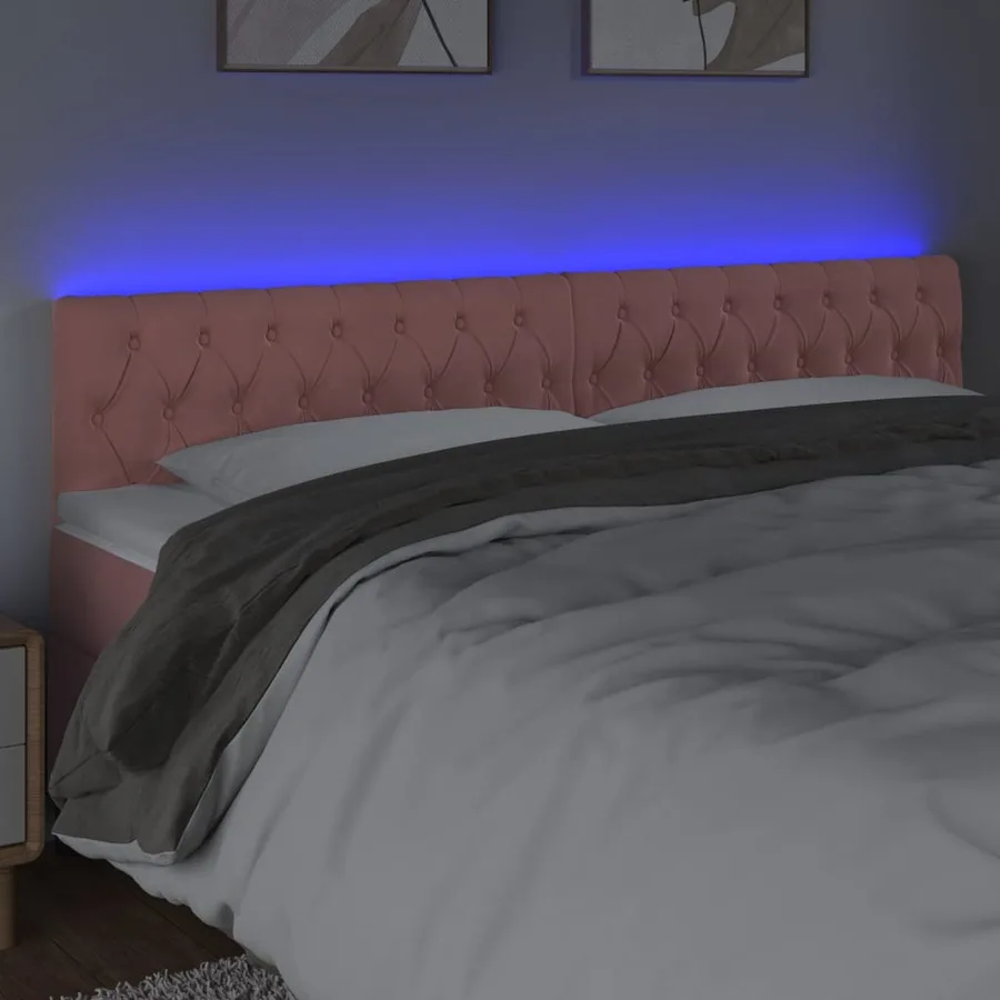 Tête de lit à LED Rose 180x7x78/88 cm Velours - 3