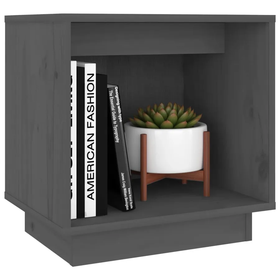 Table de chevet Gris 40x30x40 cm Bois de pin solide - 3