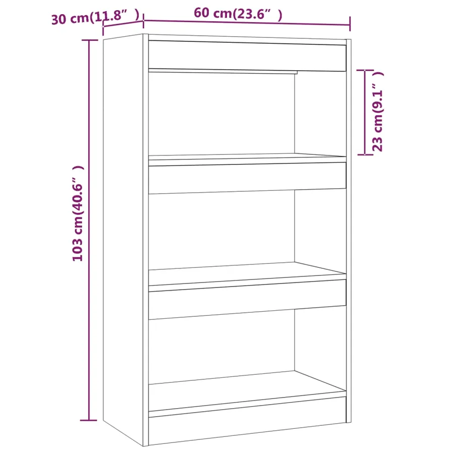 Bibliothèque/Séparateur de pièce Chêne fumé Bois d'ingénierie - 7