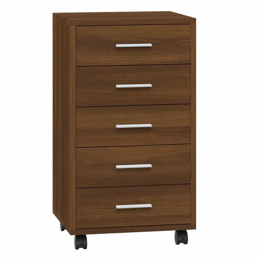 Armoire à tiroirs avec roulettes Chêne marron Bois d'ingénierie - 2