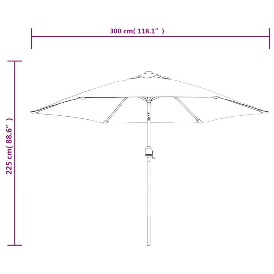 Parasol de jardin avec lumières LED mât en acier rouge bordeaux - 10