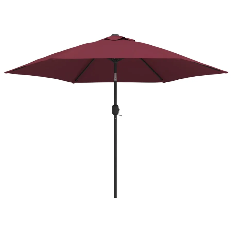 Parasol de jardin avec lumières LED mât en acier rouge bordeaux - 2