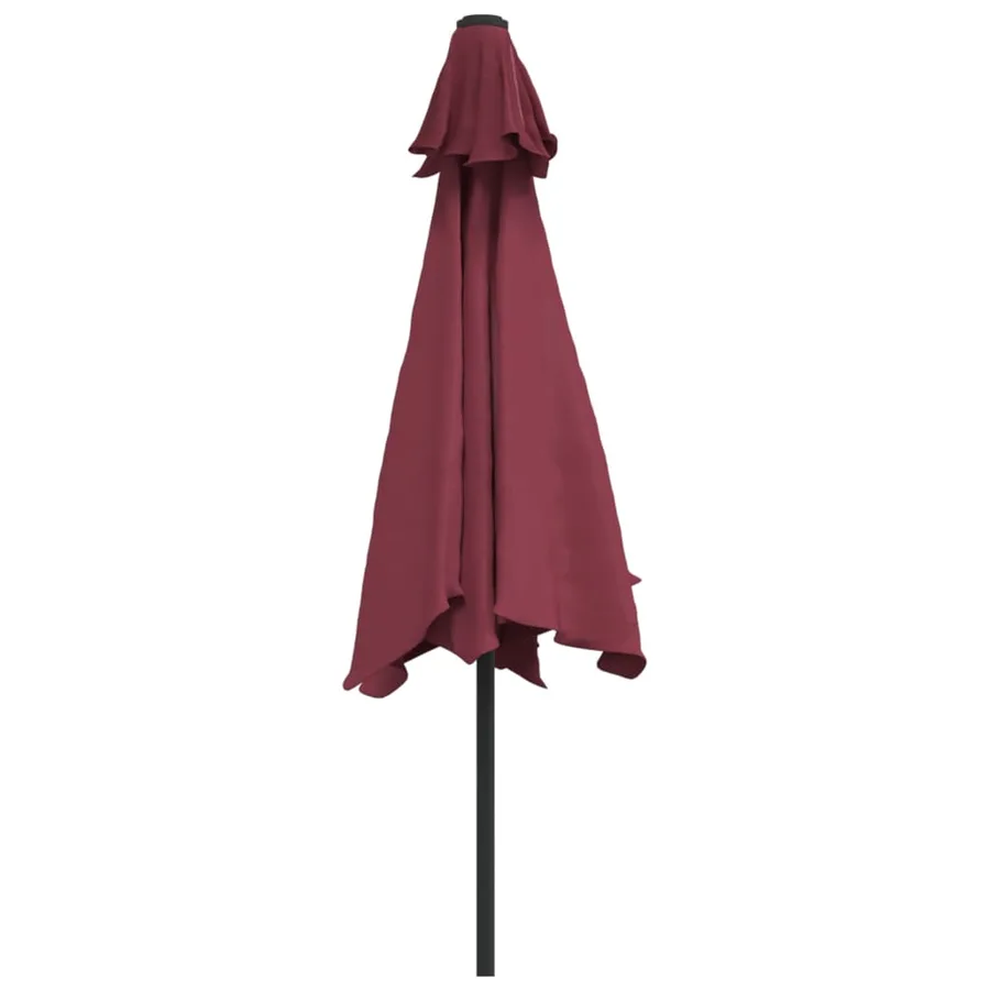 Parasol de jardin avec lumières LED mât en acier rouge bordeaux - 6