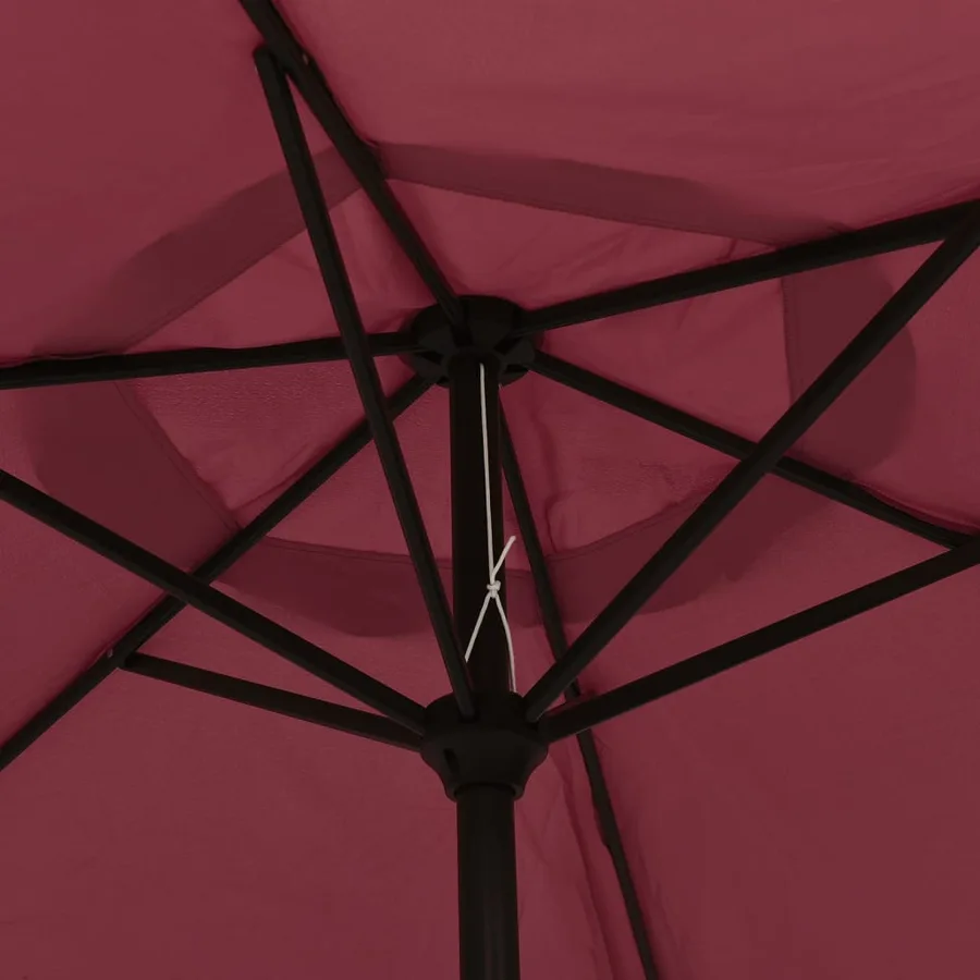 Parasol de jardin avec lumières LED mât en acier rouge bordeaux - 7