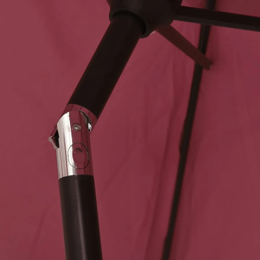 Parasol de jardin avec lumières LED mât en acier rouge bordeaux - 8