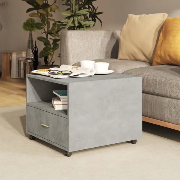 Table basse gris béton 55x55x40 cm bois d'ingénierie