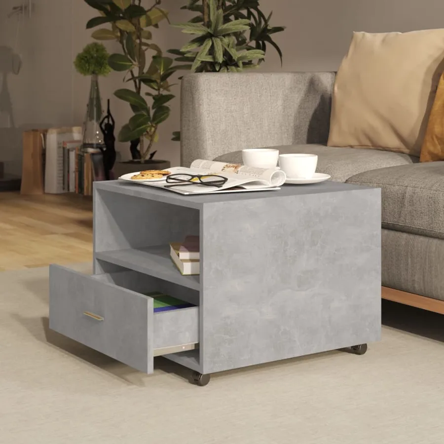 Table basse gris béton 55x55x40 cm bois d'ingénierie - 3