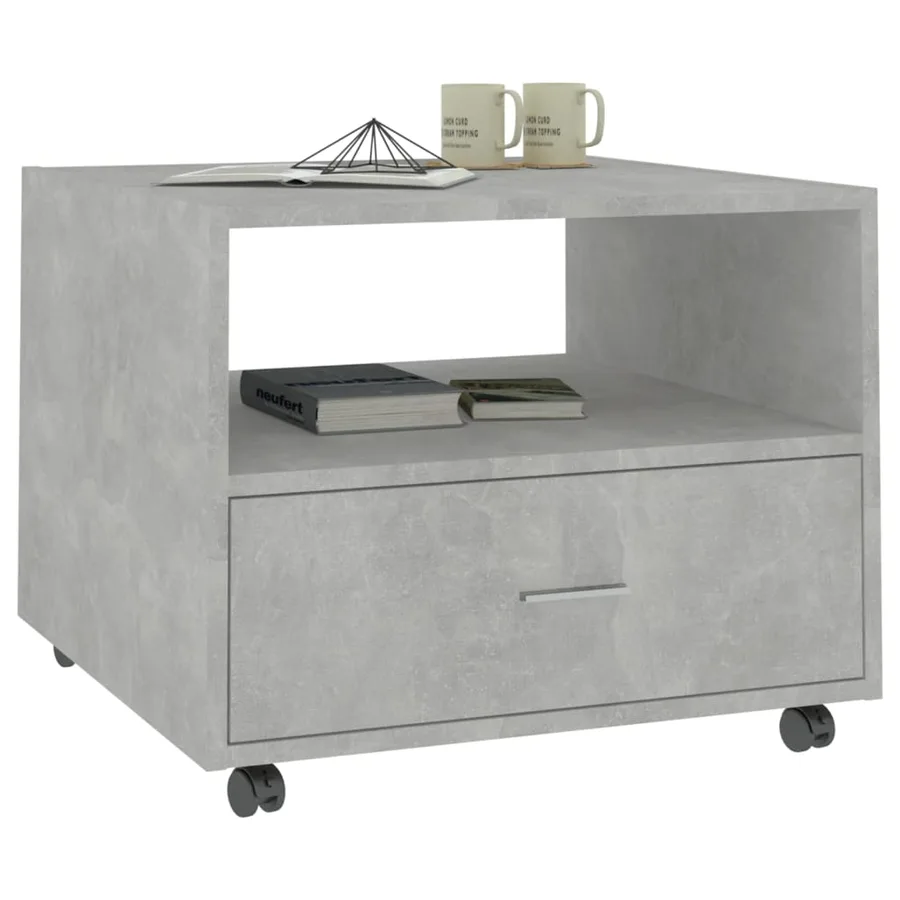 Table basse gris béton 55x55x40 cm bois d'ingénierie - 4