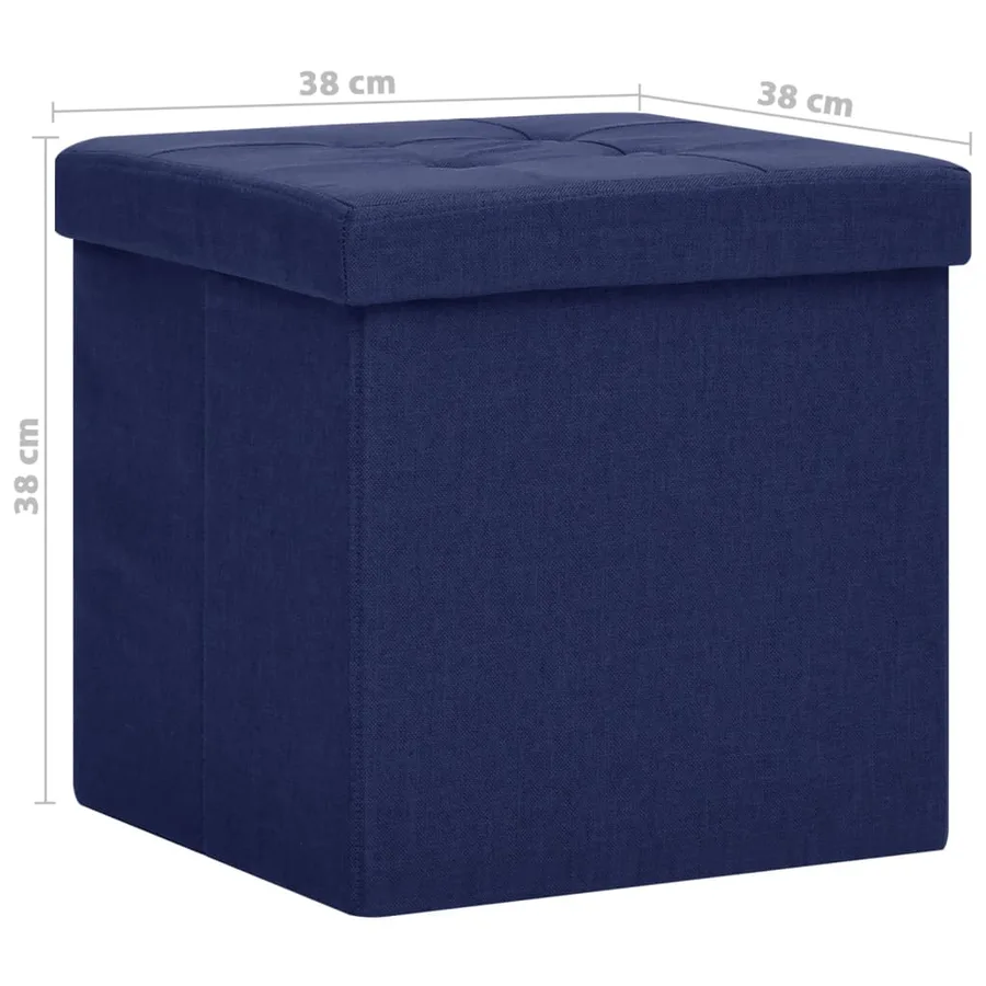 Tabouret de rangement pliable Bleu Faux lin - 8