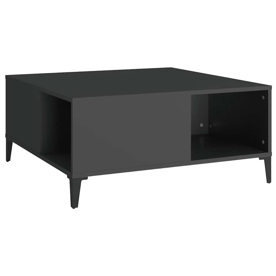 Table basse noir 80x80x36,5 cm bois d'ingénierie - 2