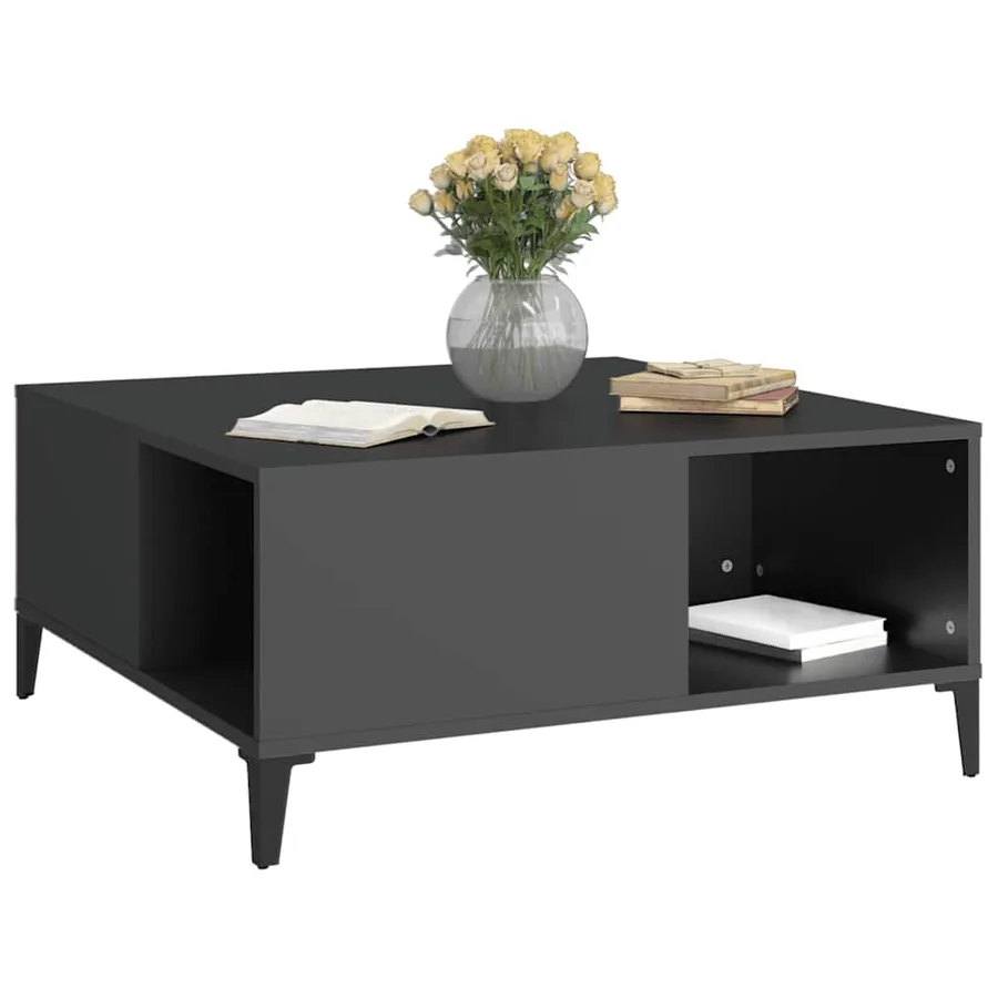 Table basse noir 80x80x36,5 cm bois d'ingénierie - 4