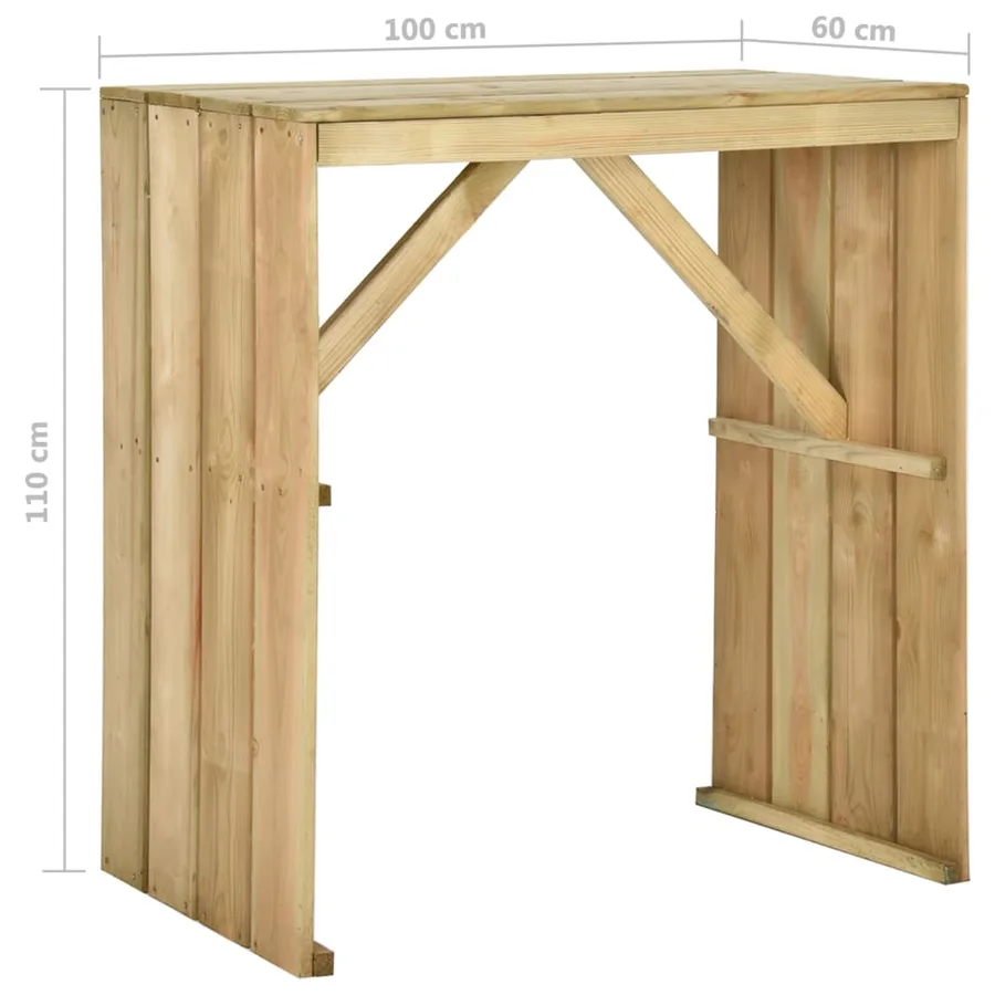 Table de bar 100x60x110 cm Bois de pin imprégné - 6