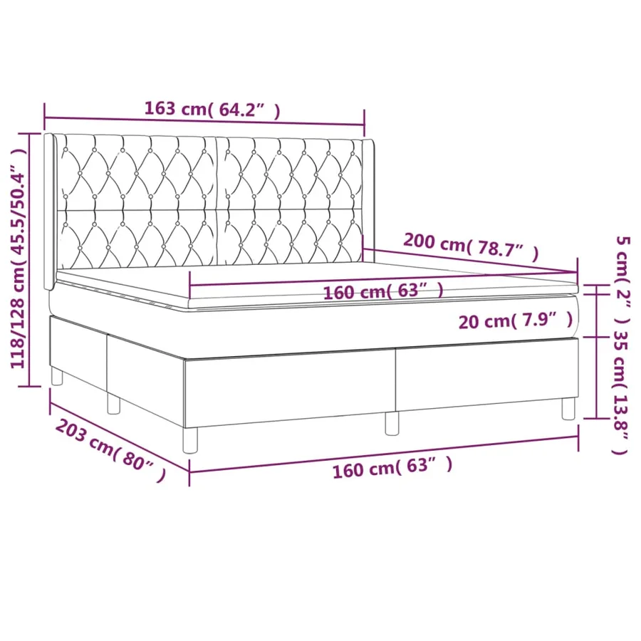 Sommier à lattes de lit avec matelas Crème 160x200 cm Tissu - 7
