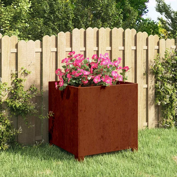Jardinière avec pieds Rouillé 40x40x40 cm Acier corten