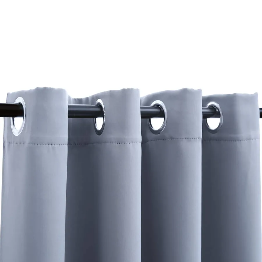 Rideaux occultants avec anneaux en métal 2 pcs Gris 140x175 cm - 3