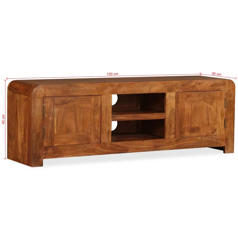 Meuble TV Bois massif avec finition miel 120 x 30 x 40 cm - 11