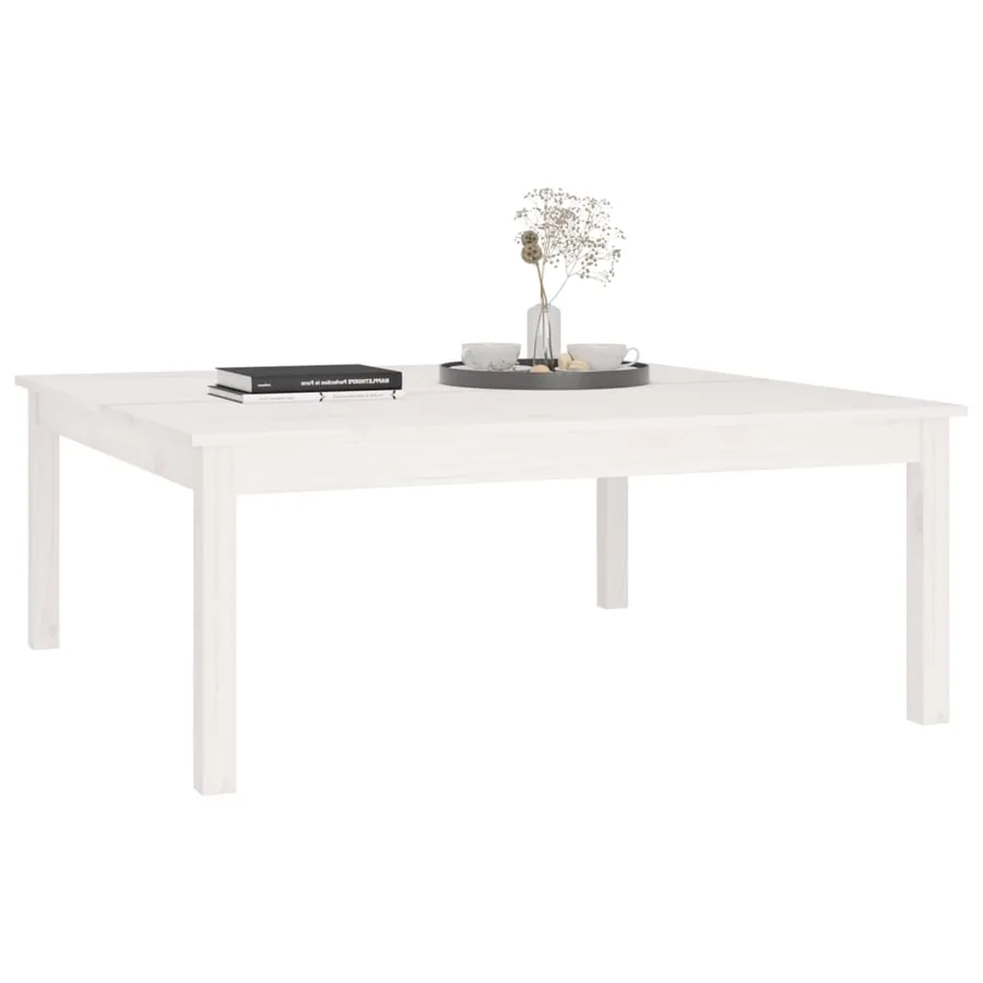 Table basse Blanc 100x100x40 cm Bois massif de pin - 5