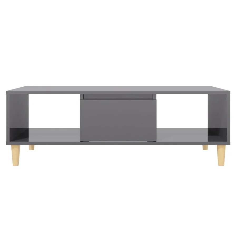 Table basse gris brillant 103,5x60x35 cm bois d'ingénierie - 5