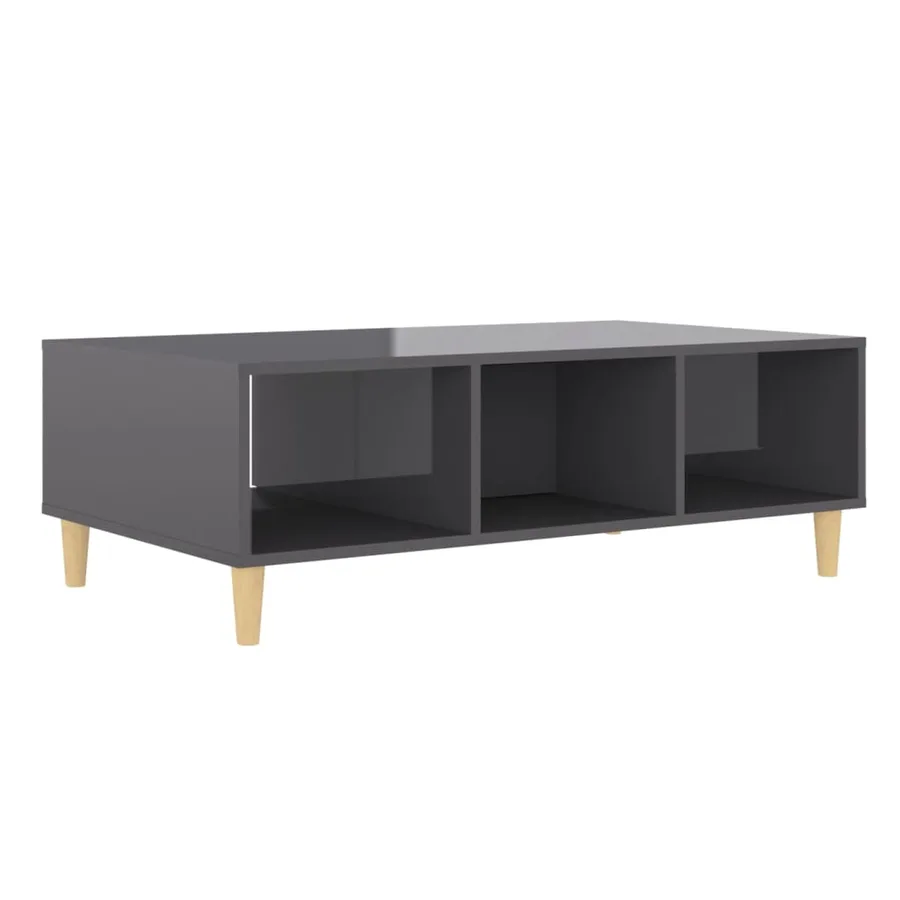 Table basse gris brillant 103,5x60x35 cm bois d'ingénierie - 8