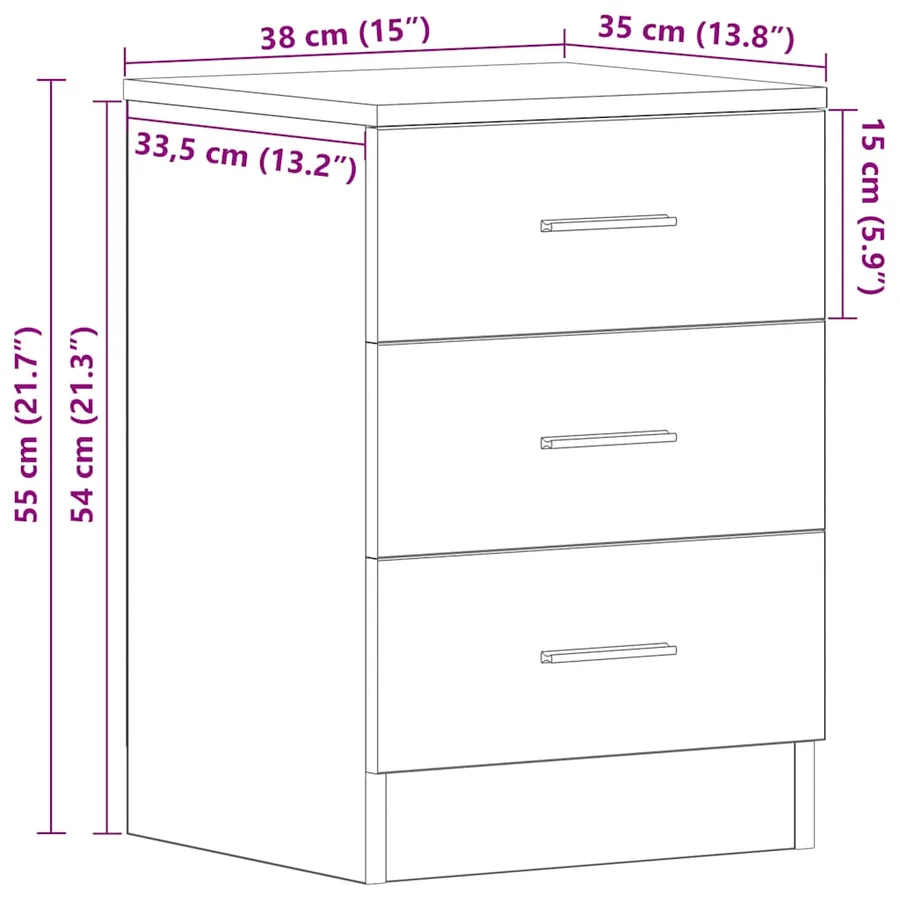 Table de chevet Chêne Sonoma 38x35x56 cm Bois d'ingénierie - 12