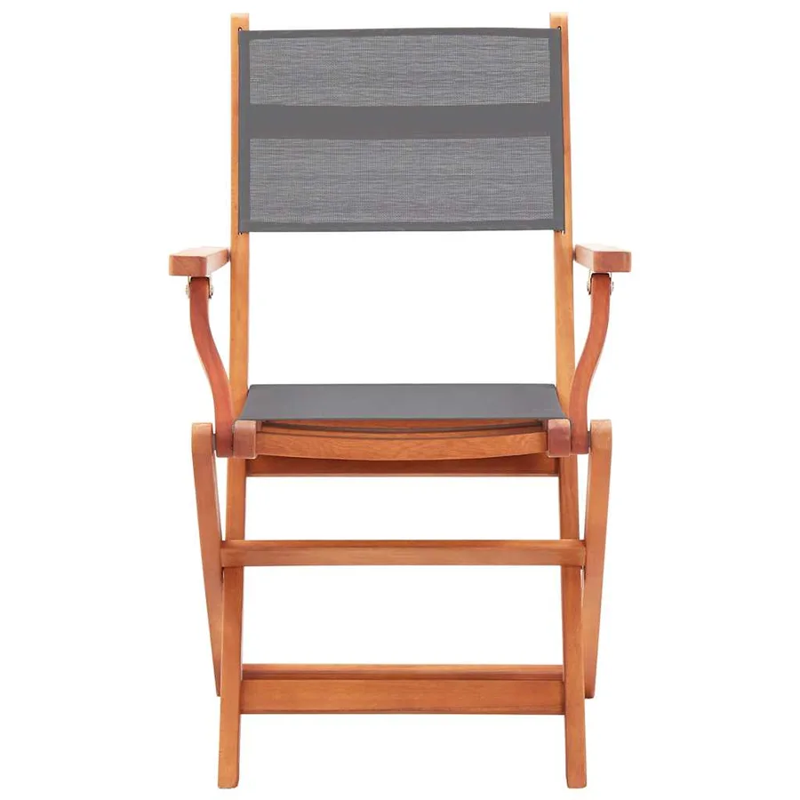 Chaises pliables de jardin lot de 4 Gris Eucalyptus textilène - 3