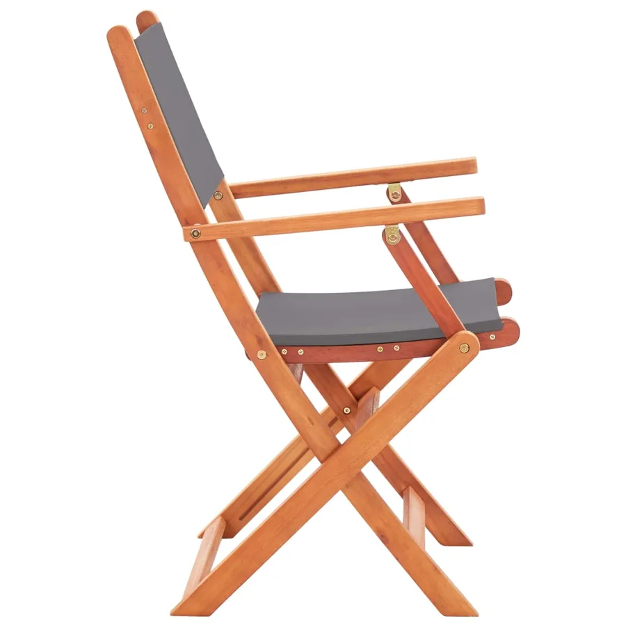 Chaises pliables de jardin lot de 4 Gris Eucalyptus textilène - 4