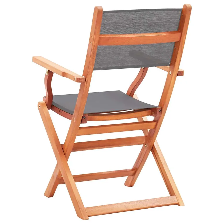 Chaises pliables de jardin lot de 4 Gris Eucalyptus textilène - 5
