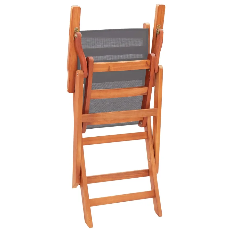 Chaises pliables de jardin lot de 4 Gris Eucalyptus textilène - 6