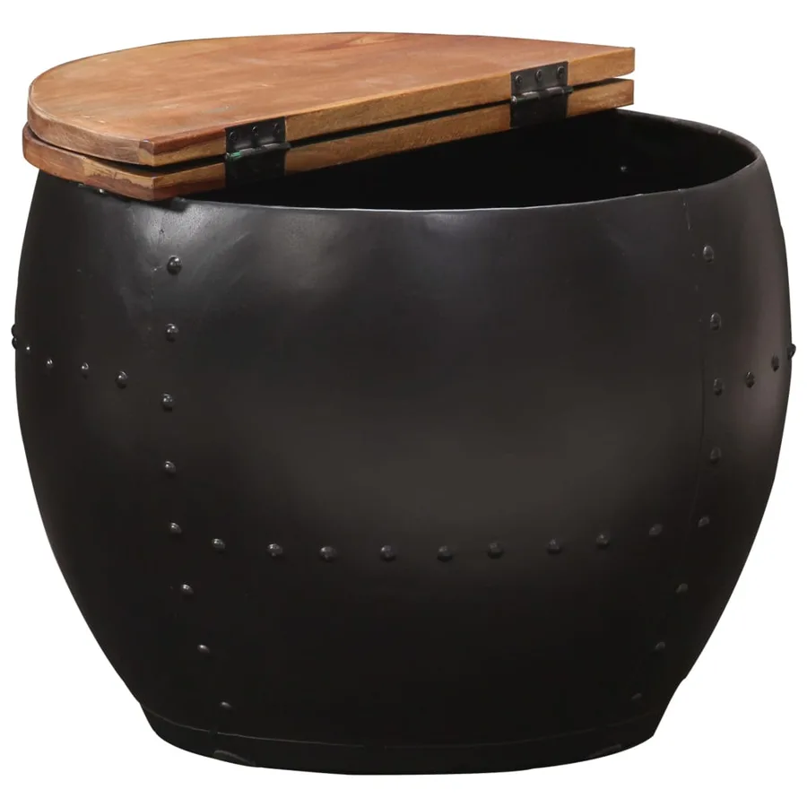 Table basse 53x43 cm Bois de récupération massif - 3