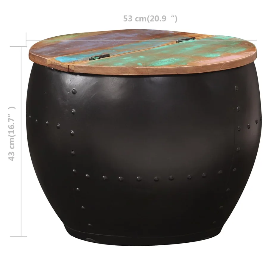 Table basse 53x43 cm Bois de récupération massif - 7