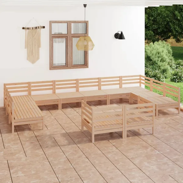 Salon de jardin 12 pcs Bois de pin massif