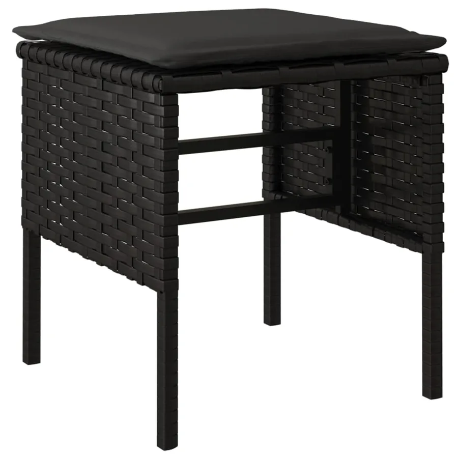 Ensemble à manger de jardin coussins 6pcs noir résine tressée - 8