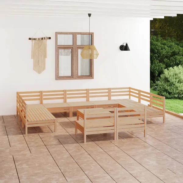 Salon de jardin 12 pcs Bois de pin massif