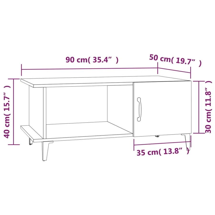 Table basse Chêne marron 90x50x40 cm Bois d'ingénierie - 9