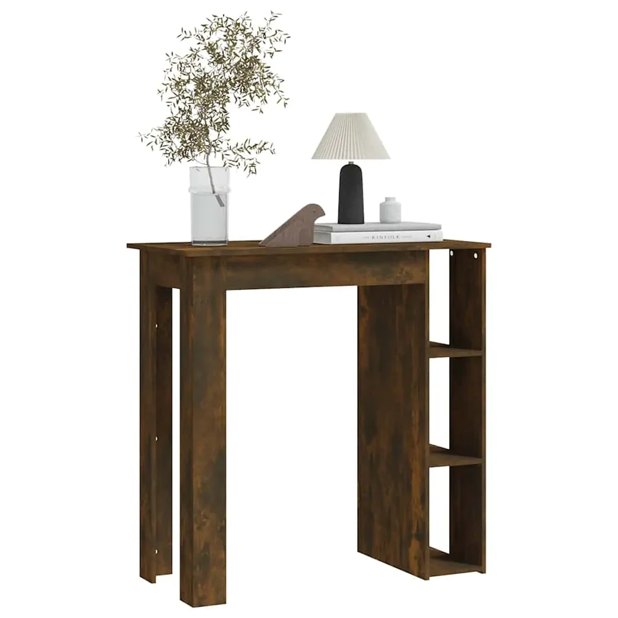 Table de bar avec étagère chêne fumé bois d'ingénierie - 5