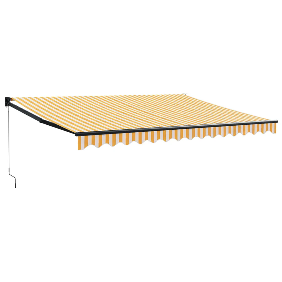 Auvent rétractable jaune et blanc 4,5x3 m tissu et aluminium - 2