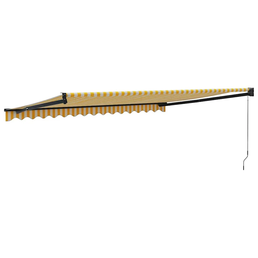 Auvent rétractable jaune et blanc 4,5x3 m tissu et aluminium - 5