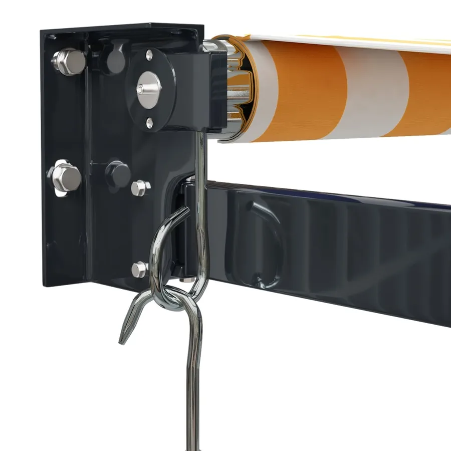 Auvent rétractable jaune et blanc 4,5x3 m tissu et aluminium - 7