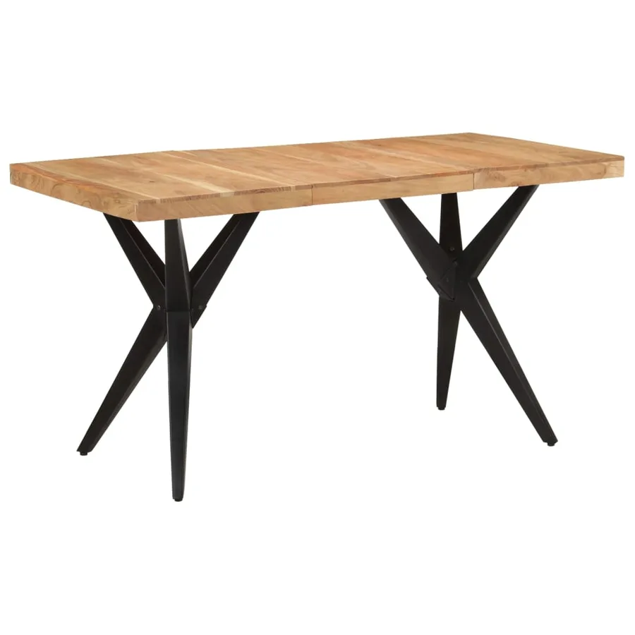 Table à dîner noir 140x70x76 cm bois d'acacia solide - 10