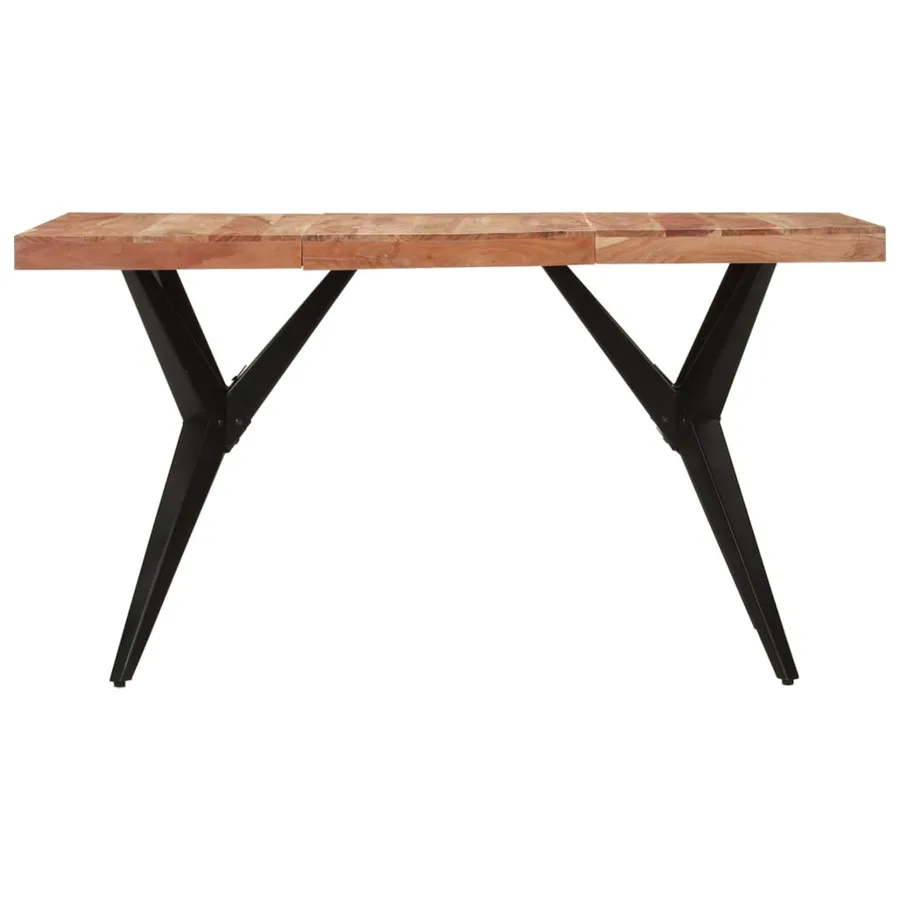 Table à dîner noir 140x70x76 cm bois d'acacia solide - 2