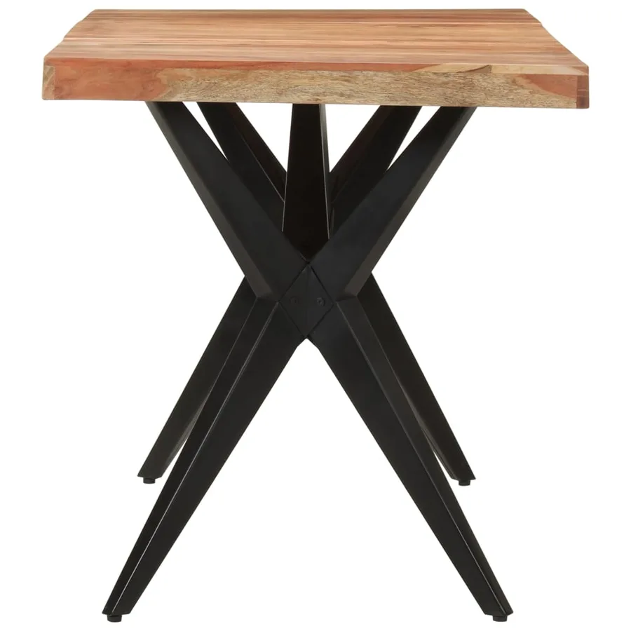 Table à dîner noir 140x70x76 cm bois d'acacia solide - 3