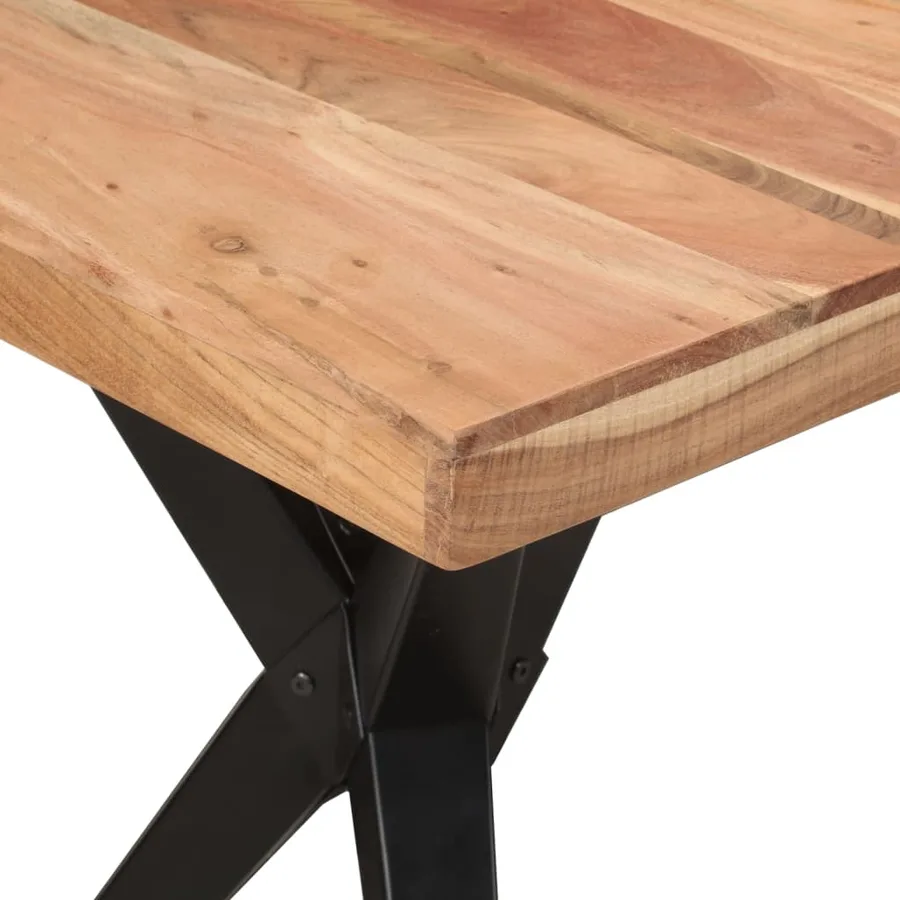 Table à dîner noir 140x70x76 cm bois d'acacia solide - 5