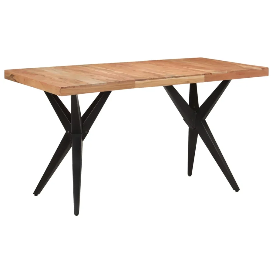 Table à dîner noir 140x70x76 cm bois d'acacia solide - 8