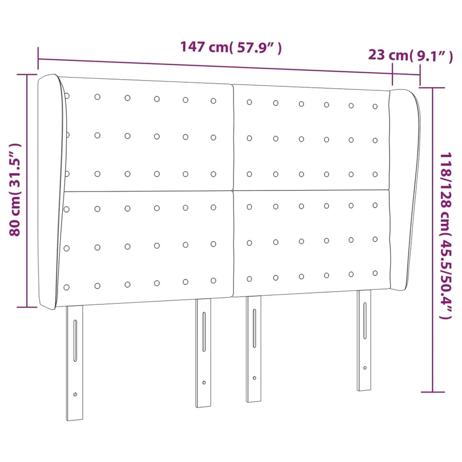 Tête de lit avec oreilles Gris 147x23x118/128 cm Similicuir - 9