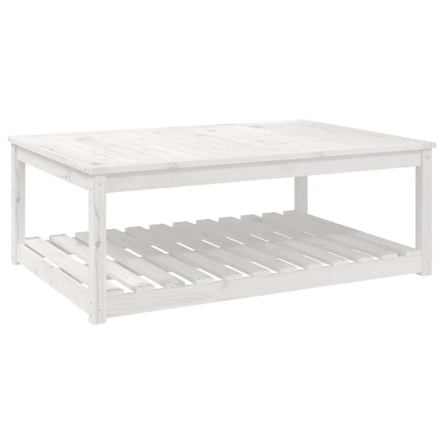 Table de jardin blanc 121x82,5x45 cm bois massif de pin - 2