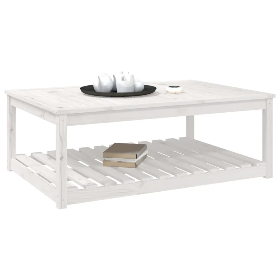 Table de jardin blanc 121x82,5x45 cm bois massif de pin - 4